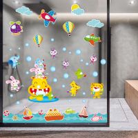 组合:泡泡河马+海帆飞机 大 卡通小鱼墙贴纸卧室浴室防水瓷砖墙纸贴画幼儿园儿童房墙壁装饰品