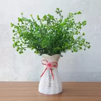 [2束铃铛草绿色+花篮] 客厅卧室内摆设塑料假花卉仿真干花束装饰品小盆栽家居餐桌面摆件