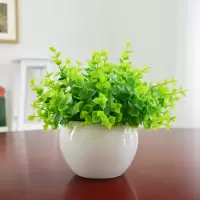 3号米兰+白瓷盆 仿真绿植小盆栽盆景 家居摆设摆件 书桌迷你装饰假花盆栽米兰