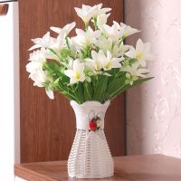 水仙-白+瓶 客厅酒柜电视柜假花仿真花束装饰品摆件室内餐桌塑料花卉盆景摆设