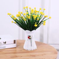 茉莉-黄+瓶 客厅酒柜电视柜假花仿真花束装饰品摆件室内餐桌塑料花卉盆景摆设