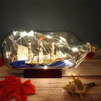 瓶中船（漂流瓶中号带灯款） 精美包装+礼袋 帆船漂流许愿瓶生日男女生朋友闺蜜老师走心的创意毕业小礼品