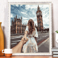 336-向往街头 50*65送外框(颜色备注) 数字油画diy手工填色客厅减压半面妆萧十一狼动漫卡通装饰油彩画