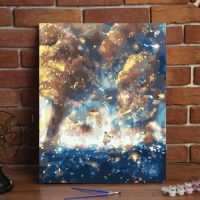 412-迷幻森林 40*50绷好内框1.6cm厚 数字油画diy手工填色客厅减压半面妆萧十一狼动漫卡通装饰油彩画