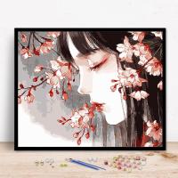 664-半面妆07 60*75绷好内框2.5cm厚 数字油画diy手工填色客厅减压半面妆萧十一狼动漫卡通装饰油彩画