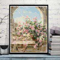 G134窗前一景 40*50（礼品装）金条色外框 diy数字油画客厅花卉人物风景动漫人工手绘填色油彩装饰画