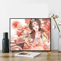GX2355 50*65内框+黑/白/金/白金外框 diy数字油画大鱼油彩画儿童手绘创意抽象蓝色鲸鱼装饰画清新天空