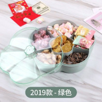 19款加厚绿色(内6格)带盖 创意分格带盖收纳盒糖果盘家用现代客厅茶几过年零食瓜子干果盘子