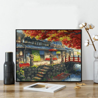 GX2560 50*65绷好2.5cm厚内框 diy数字油画大鱼油彩画儿童手绘创意抽象蓝色鲸鱼装饰画清新天空