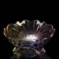 炫彩单只装 欧式创意三角干果盘无铅玻璃果盘果斗家用客厅茶几果盘糖果盘