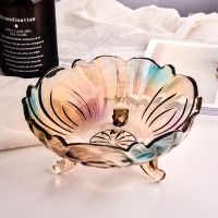 琉璃二号三脚果盘 欧式创意玻璃爱心形状小吃盘水果盘沙拉瓜子盘玫瑰花情侣盘女友