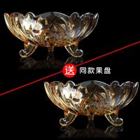 琥珀色(送同款) 欧式创意三角干果盘无铅玻璃果盘果斗家用客厅茶几果盘糖果盘