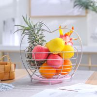 苹果型-粉色添喜 创意水果篮客厅果盘沥水篮水果收纳篮摇摆不锈钢色糖果盘子简约式