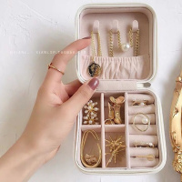 优雅白单层(小号) 耳钉耳环项链手饰收纳盒首饰盒子大容量简约带锁耳饰品耳坠整理盒