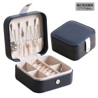 单层无镜藏青 耳钉耳环旅行韩版首饰包便携首饰盒小巧戒指耳钉饰品盒首饰收纳盒