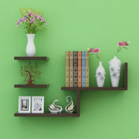 升级款四件套黑色 电钻墙上打孔安装 创意墙上置物架壁挂隔板现代简易墙上书架墙壁式装饰架简约免打孔