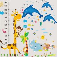 套装(小鹿身高贴+海豚+大象伙伴) / 多款海底动物鱼儿童房卧室幼儿园墙壁装饰自粘墙贴纸贴画身高贴纸