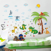 小鳄鱼9090 卡通墙贴乘法口诀表儿童墙壁贴纸客厅可移除玻璃墙贴贴膜壁贴