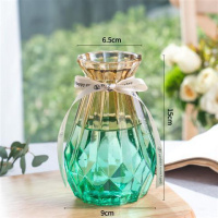 15钻石F3 中等 透明玻璃花瓶北欧客厅插花干花摆件现代简约大小花器清新装饰花盆