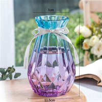 18钻石F1 中等 透明玻璃花瓶北欧客厅插花干花摆件现代简约大小花器清新装饰花盆