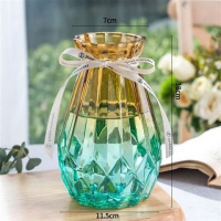 18钻石F3 中等 透明玻璃花瓶北欧客厅插花干花摆件现代简约大小花器清新装饰花盆