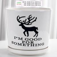 XT71186吉祥鹿 大号 花盆陶瓷加厚特大号带托盘绿萝吊兰室内多肉创意绿植简约花盘清仓