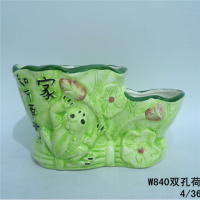 家和万事兴 含托盘 [双口陶瓷花盆不含植物单独的盆]发财树苗多肉花盆彩绘陶瓷花盆