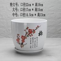 新款(梅花) 大号 陶瓷花盆个性特大创意多肉室内简约清仓绿萝塑料盆花缸带托盘特价