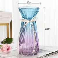 22厘米束腰【蓝紫色】2个 大号玻璃花瓶透明富贵竹风信子百合客厅插花创意加厚花盆器皿家用