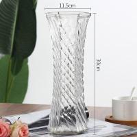 30六角【斜纹款】 中等 简约大号六角透明玻璃花瓶水养百合鲜花富贵竹插花瓶客厅装饰摆件