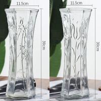 30六角[竹叶+郁金香] 中等 简约大号六角透明玻璃花瓶水养百合鲜花富贵竹插花瓶客厅装饰摆件