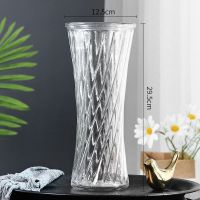 30水晶款[斜纹1个装] 中等 简约大号六角透明玻璃花瓶水养百合鲜花富贵竹插花瓶客厅装饰摆件
