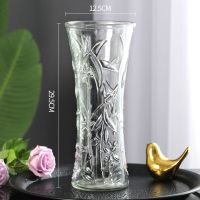 30水晶款[竹叶1个装] 中等 简约大号六角透明玻璃花瓶水养百合鲜花富贵竹插花瓶客厅装饰摆件