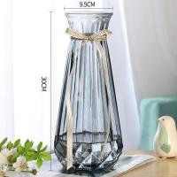 30蓝瓜烟灰色 大 玻璃花瓶透明水养富贵竹百合花瓶摆件客厅插花干花北欧家用特大号