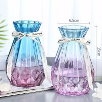 小钻石[蓝紫色]2个装 大号玻璃花瓶透明富贵竹风信子百合客厅插花创意加厚花盆器皿家用