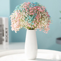 粉蓝白满天星 两束共40支 云南满天星干花花束客厅摆件勿忘我组合含瓶干花客厅真花插花摆设