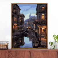 500威尼斯夜景 40*50(彩色画布)不带框 画画diy数字油画 自绘填色画减压手工手绘填充画数字油彩画装饰画