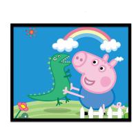 小猪佩奇3 40*50带白色组装外框 diy数字油画卡通动漫儿童简单手绘油彩画数码填色装饰画 小猪佩奇