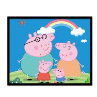 小猪佩奇5 70*90需要自己组装内框 diy数字油画卡通动漫儿童简单手绘油彩画数码填色装饰画 小猪佩奇