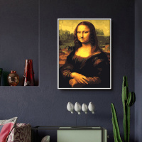 5113蒙娜丽莎 40x50彩色底布薄内框+颜料+画笔 手工diy填色数字油画风景明星易烊千玺情侣手绘古典名画40*50