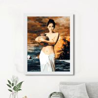 5151抱陶女 3040薄内框+组合外框4色任选留言 手工diy填色数字油画风景明星易烊千玺情侣手绘古典名画40*50