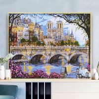 布拉格桥A502 50*65白色L型外框 diy数字油画客厅风景动物花卉动漫人物填色手绘油彩画装饰画