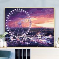 摩天轮A717 40*50白色组合外框 diy数字油画客厅风景动物花卉动漫人物填色手绘油彩画装饰画