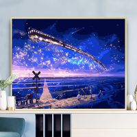 梦幻火车AC358 50*65带内框2.5cm厚 diy数字油画客厅风景动物花卉动漫人物填色手绘油彩画装饰画