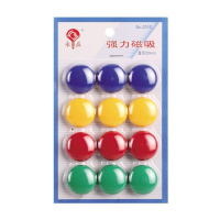 白板吸铁石圆形磁铁黑板磁扣磁铁片磁钉冰箱贴小磁铁玩具磁铁 板装2cm/混色/12粒