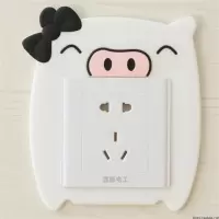 2个直接卡扣免粘贴卡通软胶夜光开关贴86型开关插座装饰套 佩琪妞