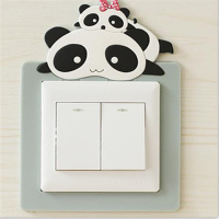 2个直接卡扣免粘贴卡通软胶夜光开关贴86型开关插座装饰套 趴趴熊