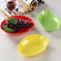 大号荷叶边欧式果盘糖果盘瓜子盆零食盒家用干果塑料盘 树叶状果盘13*18cm [1个装]