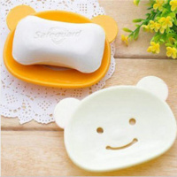 创意可爱卡通轻松熊香皂盒肥皂盒-时尚旅行出差便携带盖肥皂盒 简易皂架*1个