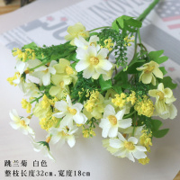 单支假花仿真花束塑料花假花小把束布艺装饰花插花卉干花绢花布花 单支跳兰菊白色